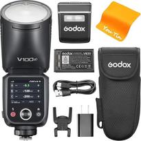 Godox V100-F V100F TTL fotoaparato blykstė "Fuji", Godox V1PRO-F atnaujintas, 100 W galios apvalios galvutės blykstės įrenginys su OLED ekranu ir SU-1, 2.4G HSS 1/8000s Li-Ion 7.2V/2980mAh, V100F, skirtas "Fuji" fotoaparatams