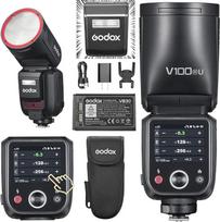 Godox V100N blykstė V100-N Apvali galvutė su jutikliniu ekranu, 100 Ws pasaulinio užrakto blykstė, sinchronizacija 1/80000, 1/8000 HSS, įmontuotas ličio akumuliatorius, 10 lygių LED modeliavimo lempa, skirta Nikon fotoaparatui