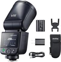 Godox V1midN TTL apvali blykstė 55 W fotoaparato blykstė 650 blyksčių su 2 W LED nustatymo šviesa, A/M priartinimas 1/8000 s HSS 1,7 s atkūrimo laikas Įmontuota 2200 mAh baterija, skirta Nikon fotoaparatams