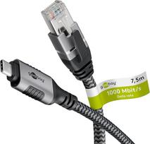 Goobay 70753 USB-C ir RJ45 Ethernet CAT 6 kabelis, skirtas stabiliam laidiniam interneto ryšiui su maršrutizatoriumi / modemu / tinklo jungikliu / pakeičia USB ir RJ45 adapterį / 1Gbps / 7,5 m