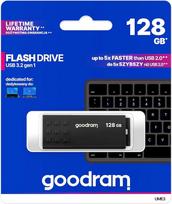 goodram USB atmintinė su 128GB UME3 - USB 3.0 duomenų saugojimo rašiklis - skaitymo greitis iki 60MBs - su neslystančia atmintine - USB atmintinė juoda 10,3 x 12,3 x 1,2 cm