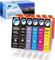 GoToners Kompatibel mit Canon PGI-580 CLI-581 XXL Tinte für Pixma TS8150 TS8151 TS8152 TS8250 TS8251 TS8252 TS8350 TS8350a TS8351 TS8351a TS8352 TS8352a (6) Pack