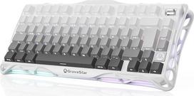 GravaStar Mercury K1 75% Mechaninė žaidimų klaviatūra, QWERTZ išdėstymas (DE), magnio lydinio išorinis karkasas, trijų režimų (2.4G/BT/USB-C), "Hot Swap", tvirtinama prie tarpinės, RGB - baltos spalvos gradientas