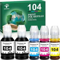 GREENSKY 104 dažų rašalas, suderinamas su Epson 104 Multipack, skirtas Epson EcoTank ET-2870 ET-4800 ET-2876 ET-2862 ET-2861 ET-2820 ET-2810 ET-2826 ET-2856 ET-2875 ET-4875 ET-4 810 ET-2811 ET-2812 ET-2814 (5P)