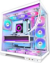 H1 ATX kompiuterio korpusas - iš anksto įmontuoti 7 PWM ARGB ventiliatoriai, dviejų kamerų "Mid Tower" žaidimų kompiuterio korpusas, su C tipo jungtimi, vienu metu montuojamas 3 x 360 mm aušintuvas (baltas, H1)