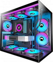 H3 (2026) ATX kompiuterio korpusas - iš anksto sumontuoti 3 ARGB ventiliatoriai, kompaktiškas ATX dviejų kamerų "Mid Tower" žaidimų kompiuterio korpusas, 360 mm ratukų palaikymas, su C tipo 3.2 jungtimi (juoda-R)