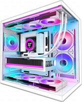 H3 (2026) ATX kompiuterio korpusas - iš anksto sumontuoti 6 "Infinity Mirror PWM ARGB" ventiliatoriai, kompaktiškas ATX dviejų kamerų vidinio bokšto žaidimų kompiuterio korpusas, 360 mm ratukų palaikymas, su C tipo 3.2 jungtimi (baltas)
