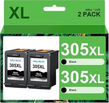 HALLOLUX 305XL juodos spalvos spausdintuvo kasetės suderinamos su HP 305 juodos spalvos kasetėmis "Deskjet 2820e" 2700 2710 2720e 2724 4120 4120e 4110e 4110e 4110e "Envy 6000 6020e 6032 6032e 6400 6400 6400 6400 644 20 64 20e 6432 (2 pakuotės)