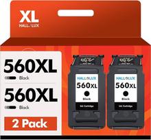 HALLOLUX 560 XL juodos spalvos spausdintuvo kasetės, suderinamos su Canon 560 561 juodos spalvos kasetėmis, skirtomis Canon Pixma TS5350i TS7450i TS5350i TS5350 TS5350a TS7451i TS5351 TS5351i TS5351a TS7450 TS7451 (2 vnt.)