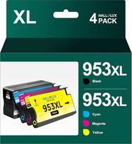 HALLOLUX 953XL spausdintuvo kasetės, suderinamos su HP 953 rašalo kasetėmis Multipack HP Officejet Pro 7720 7730 7740 8210 8218 8710 8715 8720 8725 8728 8730 8740 Naujausia mikroschema (juoda, žydra, purpurinė, geltona)