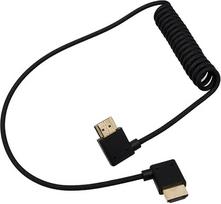 HangTon HDMI 8K 60p 4K 120p kabelis, skirtas "Atomos Ninja V" "Sony A7S3 A7RV A7IV" "Canon C70 Lumix S5II GH5 Z9" fotoaparatui FEELWORLD BMD, dešinysis kairysis kampas, A tipo HDMI 2.1 pintas spiralinis 50 cm
