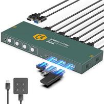 HDMI KVM jungiklis 4 kompiuteriams, 1 monitoriui 4K @ 60Hz KVM jungiklis (3 x USB 3.0 + USB C prievadas), skirtas 4 kompiuteriams dalytis monitoriumi, klaviatūra, pele, 4 in 1 Out, adaptyvus EDID, su staliniu valdikliu