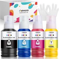 hehua 440 ml sublimacinio rašalo pakuotė, suderinama su Epson EcoTank 102 104 ET-2810 ET-2820 ET-2830 ET-2830 ET-2815 ET-4810 ET-2850 ET-2856 ET-2870 EcoTank spausdintuvu, skirtu šiluminio pernešimo marškinėliams su paltukais