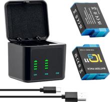 Hero 12 11 10 9 baterija (2000 mAh 2 pakuotės) Įkraunama Hero 11 baterija ir 3K USB LCD baterijos įkrovikliai, visiškai suderinami su GoPro Hero 12 Hero 11, Hero10, Hero 9 (2 x baterija + 1 x )
