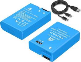 Homesuit EN-EL14 EN-EL14a 1600 mAh akumuliatorius ir 2-in-1 C tipo tiesioginio įkrovimo laidas, skirtas Nikon D5600 D3300 D3500 D5100 D5500 D3100 D3200 D5200 D5300 Coolpix P700 0 P7100 P7200 P7700 P7800 fotoaparatui (2 vnt.)