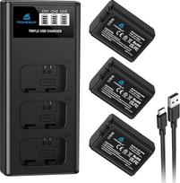 Homesuit NP-FW50 1300mAh akumuliatoriaus ir LCD įkroviklio rinkinys, skirtas "Sony Alpha A6000 A6300 A6400 A6500 ZV-E10 7RM2 A7SM2 A7M2 A7II A7RII A7SII A55 A5000 A5100 A300 00 00 RX0 II III IV NEX-3/5/6/7 NEX-F3 (3 vnt.)