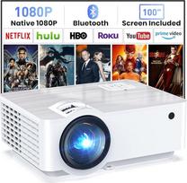HOPVISION projektorius, Full HD 1080P "Bluetooth 5.1", nešiojamasis mini projektorius, 4K namų kino palaikymas, 200 colių ekranas, išmanusis lauko projektorius, suderinamas su išmaniuoju telefonu/HDMI/USB/Pad/Fire Stick/PS5