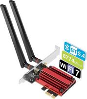 HOTUT WiFi 7 PCIE WLAN kortelė, "Bluetooth 5.4" trijuostis BE200 WiFi tinklo kortelės adapteris, WiFi kortelė asmeniniam kompiuteriui, MU-MIMO, WPA3, skirta "Windows 10/11", žemo profilio tvirtinimas, palaiko tik "Intel" pagrindines plokštes