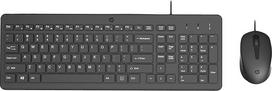 HP 150 laidinės pelės klaviatūros derinys USB-A prievadai 12 Fn klavišų 1600 DPI Veikia su "Windows" ir "Mac" kompiuteriais Tylus QWERTZ išdėstymas Juoda