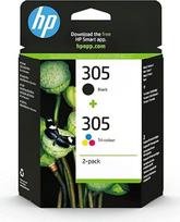 HP 305-3YM61AE/3YM60AE kelių pakuočių originalių rašalo kasečių rinkinys, juodas, trispalvis
