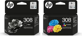 HP 308 juodos ir spalvotos rašalo kasečių rinkinys - 6L6S6UE