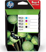 HP 953XL daugiapakopė (juoda, raudona, geltona, mėlyna) Originalios ilgaamžės rašalo kasetės, skirtos HP Officejet Pro 8210, 8710, 8720, 8730, 8740