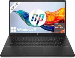 HP nešiojamasis kompiuteris su 17,3 colių FHD ekranu, "AMD Ryzen 7 7730U", 16GB DDR4 RAM, 512GB SSD, "AMD Radeon" grafika, "Windows 11", QWERTZ klaviatūra, juodas