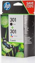 HP originali N9J72AE / 301 "DeskJet 2514" 2X "Premium" spausdintuvo kasetė, juoda, žydra, purpurinė, geltona, 1x 190, 1x 165 puslapių