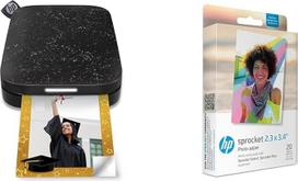 HP Sprocket Portable 5 x 7,6 cm momentinių nuotraukų spausdintuvas (juodas) Sprocket 5,8 x 8,7 cm Premium cinko lipdukų fotopopierius (20 lapų) Suderinamas su "Sprocket Select" nuotraukų spausdintuvais