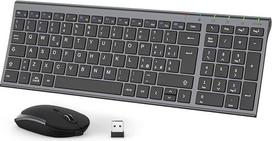 iClever Tastiera e Mouse Wireless - Tastiera e Mouse Portatili Wireless 2.4G, Batteria Ricaricabile Design Ergonomico Dimensioni Regolari Sottile Connessione Stable DPI Regolabile