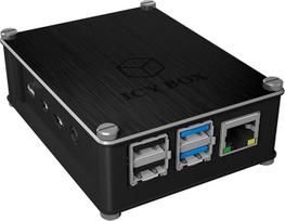 ICY BOX Raspberry Pi 4 keičiamas aliuminio ir akrilo korpusas, orą praleidžiančios šoninės grotelės, radiatorius