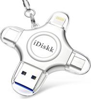 iDiskk Sertifikuotas "Lightning" kietasis diskas 128GB MFi iPhone 4 in 1 USB saugykla iPhone/iPad Pro/Mac/PC USB atmintinė iOS/USB-C įrenginiams ir Android telefonams