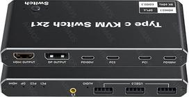 INF 2 in 1 išvesties USB-C KVM jungiklis 8K@60Hz 4K@120Hz, skirtas "Windows 11/10/8/7/Vista/XP", "Mac OS X 10.9", suderinamas su "Thunderbolt 3" ir "Thunderbolt 4