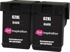 Ink Inspiration® 2 juodos spalvos "Premium" spausdintuvų kasetės, skirtos HP 62 62XL Envy 5540 5600 5640 5642 5643 5644 5646 5660 5665 7600 7640 7645 Officejet 5740 5742 5744 5745 8040 8045