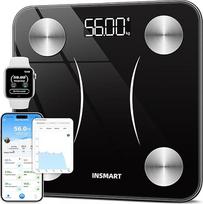 INSMART Skaitmeninės asmeninės svarstyklės su "Bluetooth", kūno riebalų svarstyklės KMI, svoriui, kūno riebalams, pulsui, raumenų masei, vandeniui, baltymams, skeleto raumenims, kaulų svoriui, BMR ir kt.