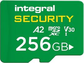 Integruota 256GB didelės talpos "microSD" kortelė, UHS-I V30 U3 A2, 4K, skirta vaizdo kameroms, prietaisų kameroms, namų apsaugai, kūdikių monitoriams ir kūno kameroms, iki 47 valandų perrašymo ir 48 000 valandų įrašymo