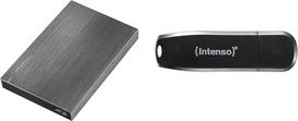 Intenso 6028660 "Memory Board" išorinis kietasis diskas 1 TB (6,4 cm (2,5 colio), 5400 aps./min, 8MB spartinančioji atmintis, USB 3.0), "Anthracite & Speed Line" - 64GB "Memory Stick" - "USB Stick 3.2 Gen 1x1", juodas
