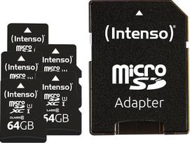 Intenso Amazon.de Premium microSDXC 5X 64GB 10 klasės UHS-I atminties kortelė su SD adapteriu juoda