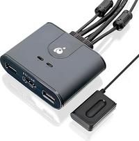 IOGEAR HDMI KVM jungiklis 2 kompiuteriams, 1 monitoriui 1080@60Hz Full HD pelės, klaviatūros, spausdintuvo, USB/HDMI kabelis ir nuotolinio valdymo pultas, "Plug n Play", suderinamas su "Win11/10", "Mac