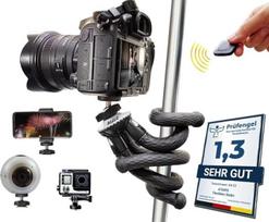 Išmaniųjų telefonų trikojis su nuotoliniu užrakto paleidimo įtaisu - lankstus kelioninis fotoaparato, DSLR, veiksmo kameros trikojis - asmenukių lazdelė, mažas mini trikojis - tinka "iPhone", "Samsung", "Googe Pixel" - baltas