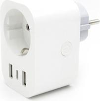 Išmanusis "WiFi" kištukas su suvartojimo matuokliu ir 2 x USB + 1 x USB-C