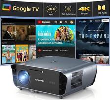 Išmanusis 4K projektorius su sertifikuotomis programėlėmis DB Audio TOF Automatinis fokusavimas 2400 ANSI Projektorius Dienos šviesos 4K HDR projektorius su GTV, NFC, "WiFi6", "Bluetooth 5.4", HDMI ARC, skirtas namų kinui / lauko filmams Žaidimų lubos