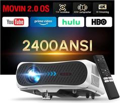 Išmanusis 4K šviesos diodų projektorius 2400 ANSI HDR 10 su WiFi6 Bluetooth5.4 HDMI eARC/CEC, ToF-Autofokus 40W Lautsprecher DB-Audio, skirtas filmams, filmavimo aikštelėms, žaidimams, svetainėms ir fitnesui