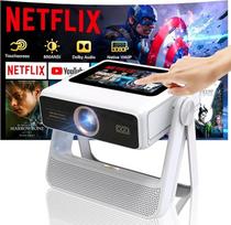 Išmanusis mini projektorius 4K su jutikliniu ekranu, 1100ANSI lauko projektorius, automatinis fokusavimas ir geometrijos koregavimas, "WiFi" 6 "Bluetooth" HDR10+, 1000+ programų, dvigubas ekranas, namų kino projektorius mobiliesiems įrenginiams