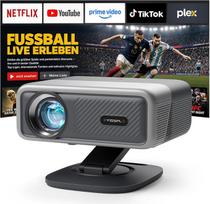 Išmanusis projektorius 4K 【Oficialios programos ir "Dolby Audio"】3500 ANSI vaizdo projektorius, automatinis fokusavimas ir trapecijos korekcija, VISSPL 1080P Full HD WiFi6 "Bluetooth" namų kinas / lauko projektorius su 360° laikikliu