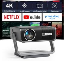 Išmanusis projektorius, integruotos programėlės ir automatinis fokusavimas, "Keystone", "Full HD" 1080P 1000 ANSI projektorius, palaikantis 4K, VOPLLS WIFI6 "Bluetooth" namų kino vaizdo / lauko projektorius "Android" / "iPhone" / mobiliajam telefonui