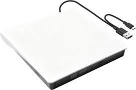 Išorinis DVD CD diskas, USB 3.0 ir C tipo, įrašomasis išorinis CD DVD +/-RW ROM diskas nešiojamajam kompiuteriui, CD-DVD įrašymo skaitytuvas, skirtas "Windows XP/Vista/7/8/10/11 Linux Mac OS" (baltas)