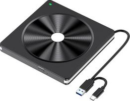 Išorinis DVD įrenginys, USB 3.0 CD/DVD išorinis įrenginys, USB C išorinis CD įrenginys nešiojamajam kompiuteriui, išorinis CD DVD įrašymo įrenginys ir grotuvas "Windows 11/10/8.1/7/XP/Vista Linux Desktop Mac OS White