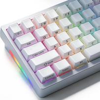 JakeTsai Velvet Crystal Jelly White Keycaps, 126 klavišų Double Shot PC Keycaps Dye-Sub Cherry Profile Translucent Side Printed Custom Keycap for Cherry Gateron MX Switches Mechanical Keyboards