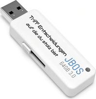 JBOS 64GB USB 3.0 slankusis USB kaupiklis su slankikliu ir atspausdintu įkvepiančiu užrašu - greita duomenų saugykla biurui, mokymuisi ir dovanoms Balta